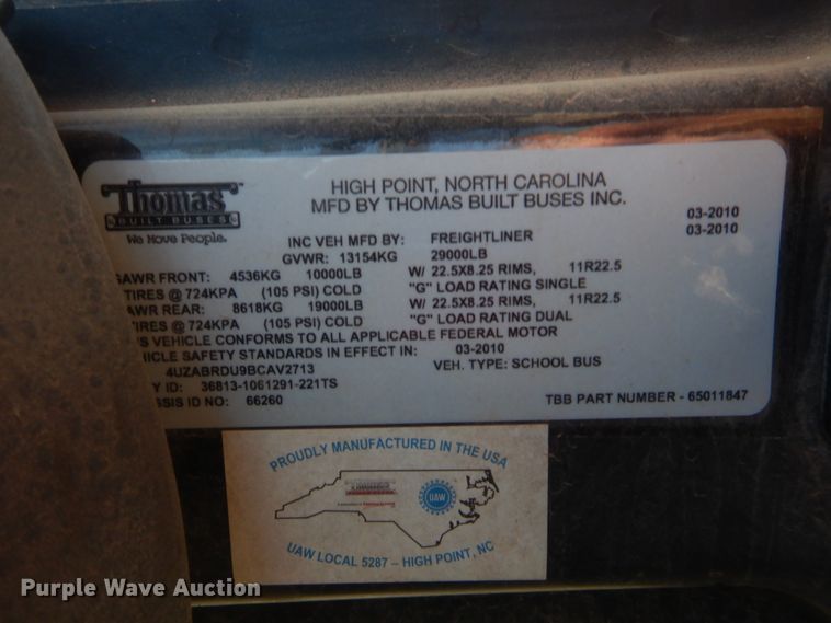 image for item HW9029 2011 Freightliner Thomas Built 221T  school bus