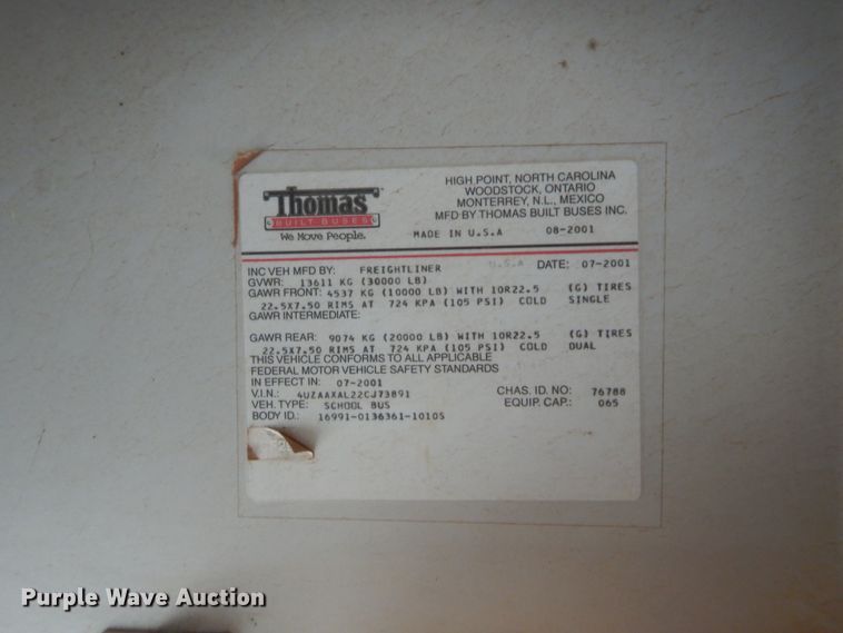 image for item HW9031 2002 Freightliner FS65 Thomas Built  school bus