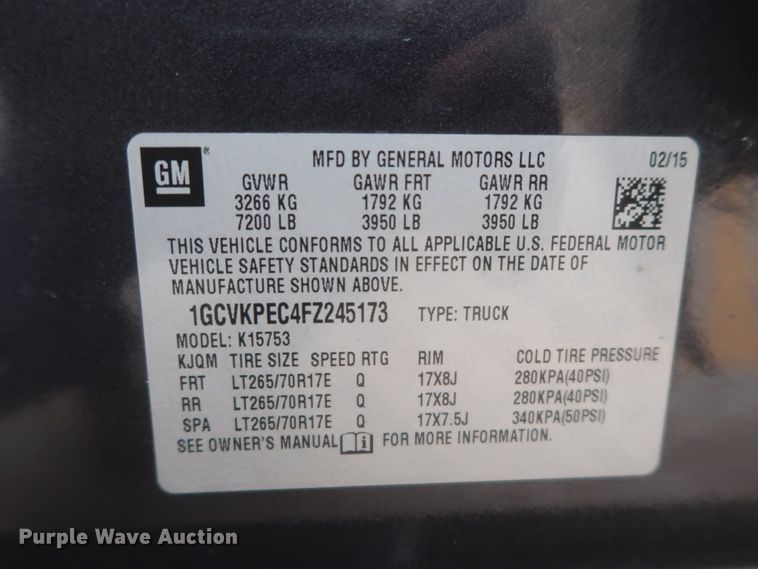 image for item HW9007 2015 Chevrolet Silverado 1500  Double Cab pickup truck