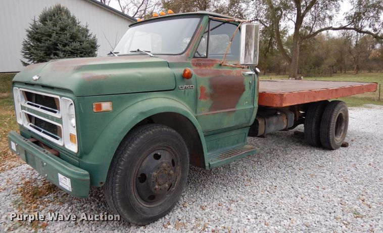 image for item DH6740 1970 Chevrolet C50  dump flatbed truck