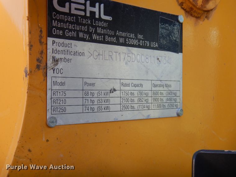 image for item HW9119 2015 Gehl RT175  tracked skid steer loader