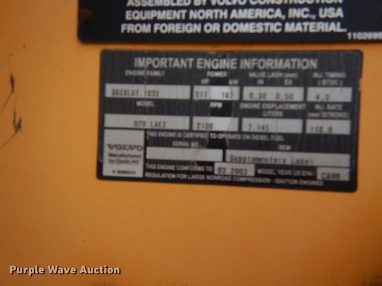 image for item AF9932 2003 Volvo L120E  wheel loader