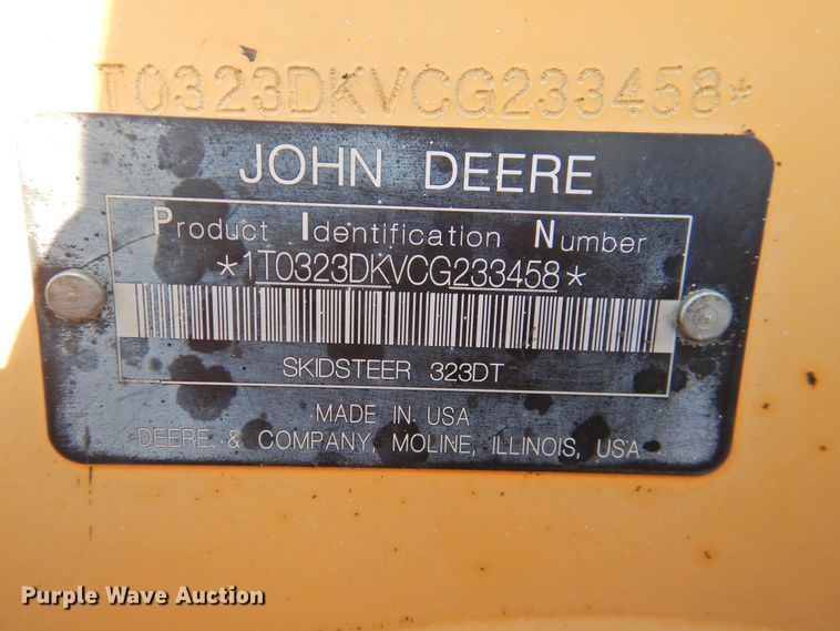 image for item DG1489 2012 John Deere 323D  tracked skid steer loader