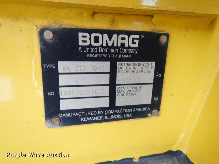 image for item DH3291 1998 Bomag BW172PD-2  vibratory single drum roller