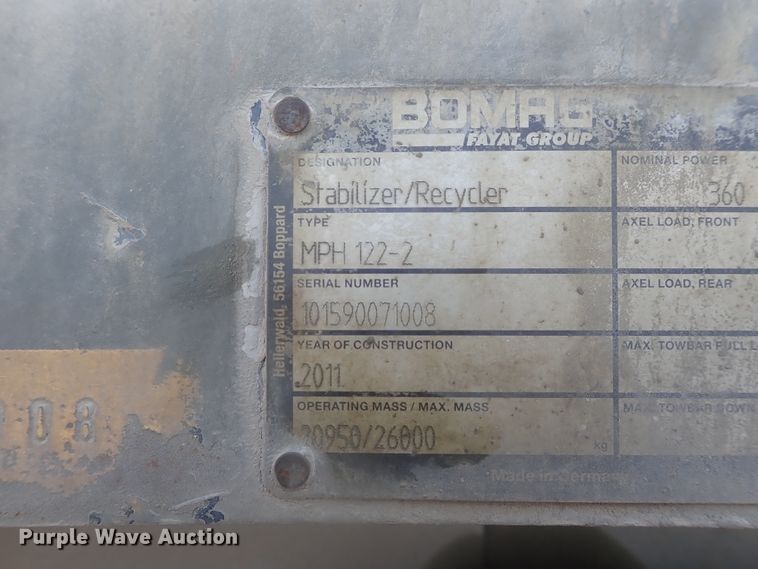 image for item DI7271 2011 Bomag MPH122-2  reclaimer