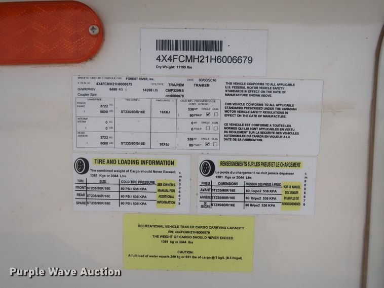 image for item DJ1749 2017 Forest River Palomino Columbus 320RS  camper