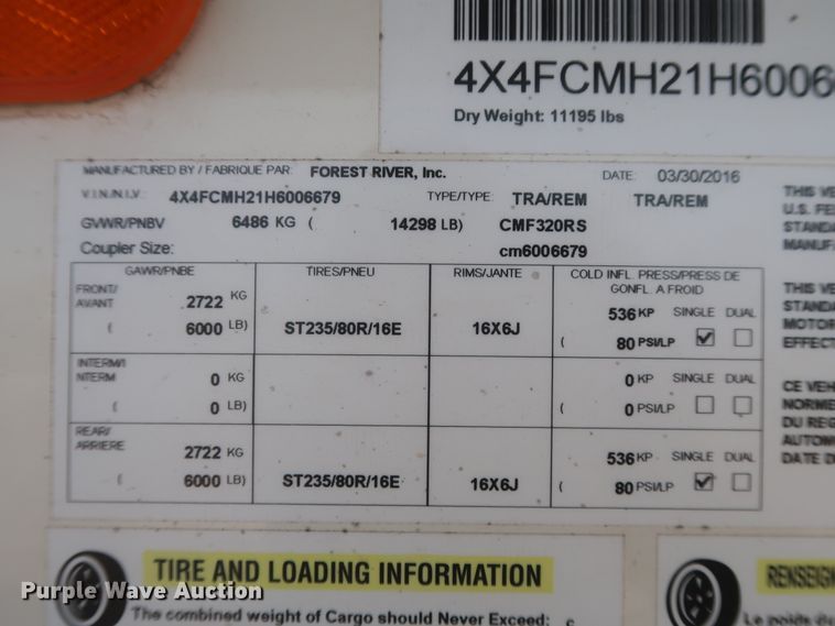 image for item DJ1749 2017 Forest River Palomino Columbus 320RS  camper