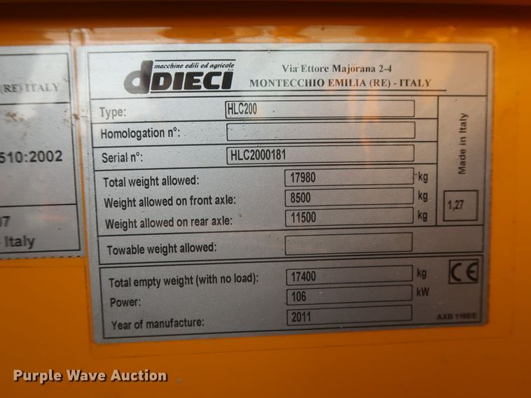 image for item DJ1751 2011 Dieci Hercules 120.10 HLC200  telehandler