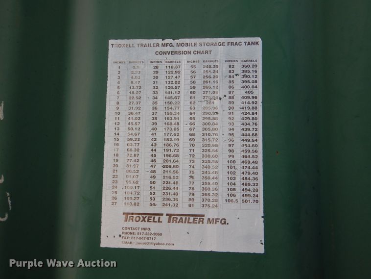 image for item DJ1771 2007 Troxell 500BBL frac tank trailer