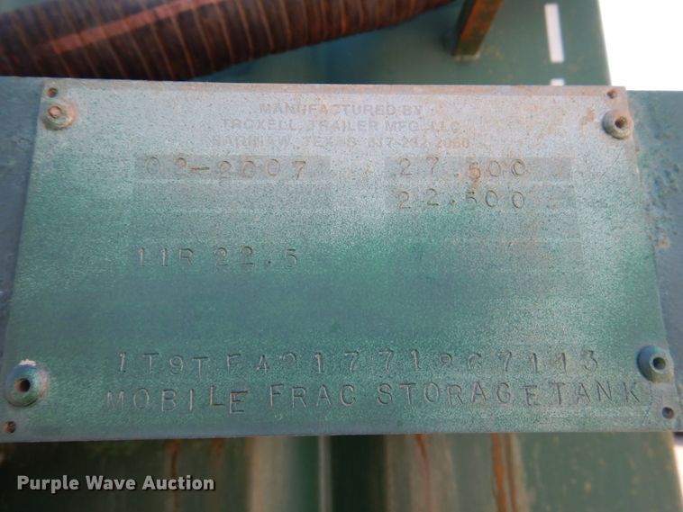 image for item DJ1771 2007 Troxell 500BBL frac tank trailer