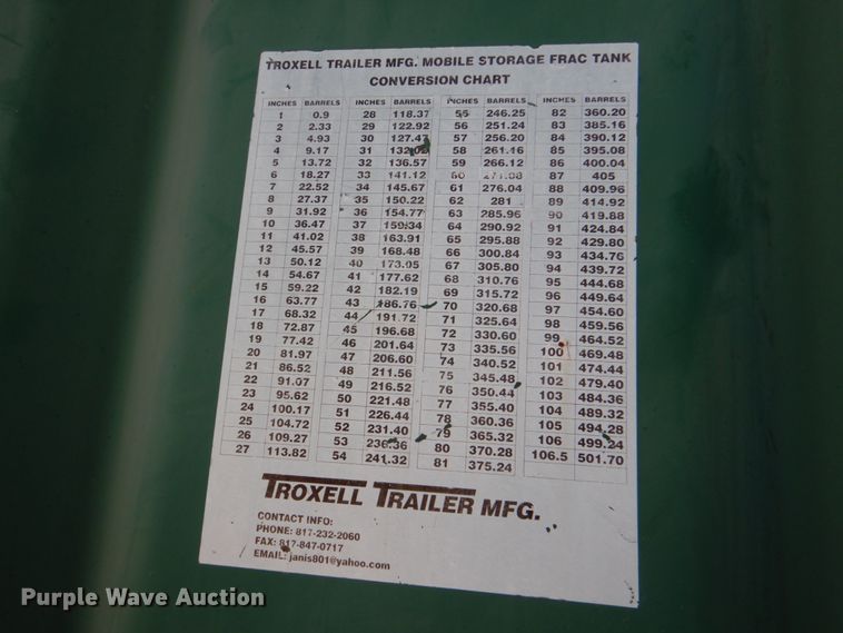 image for item DJ1772 2007 Troxell 500BBL frac tank trailer