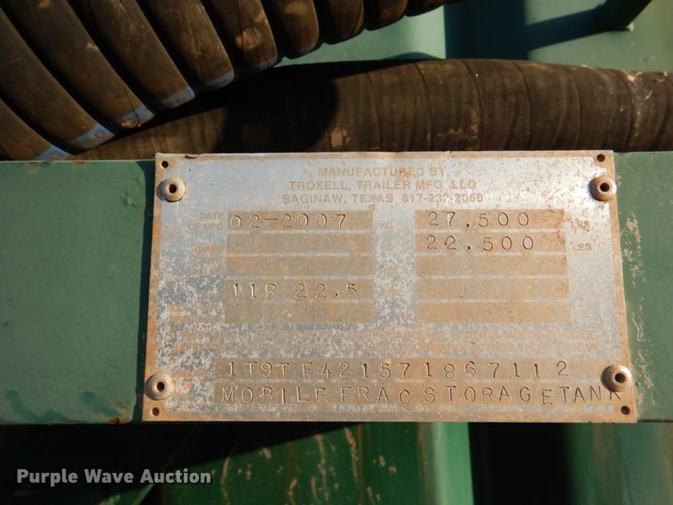 image for item DJ1773 2007 Troxell 500BBL frac tank trailer