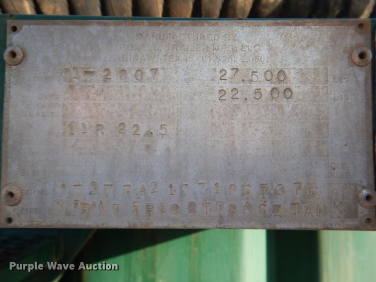 image for item DJ1774 2007 Troxell 500BBL frac tank trailer