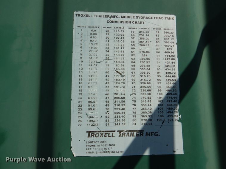 image for item DJ1780 2007 Troxell 500BBL frac tank trailer