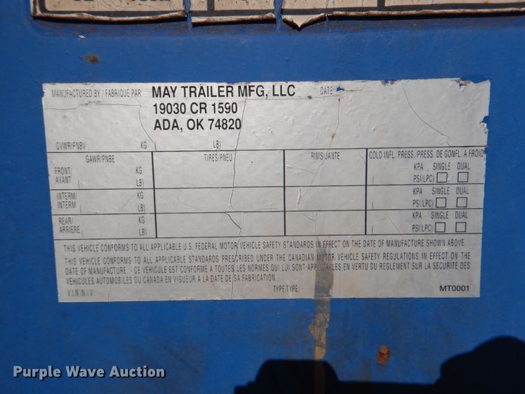 image for item DJ1782 2008 May 500BBL frac tank trailer