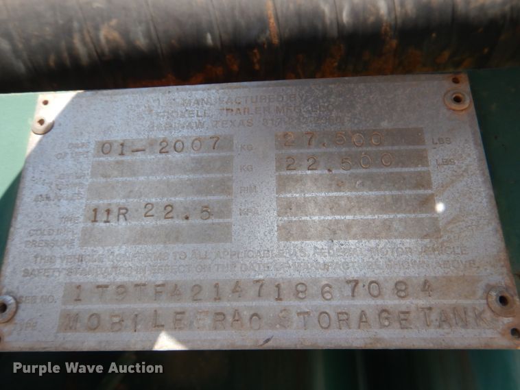 image for item DJ1785 2007 Trox frac tank trailer