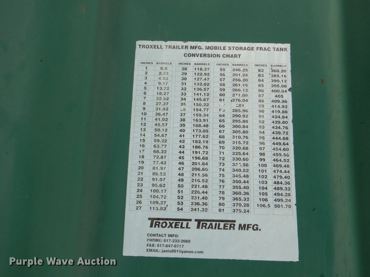 image for item DJ1787 2007 Troxell 500BBL frac tank trailer
