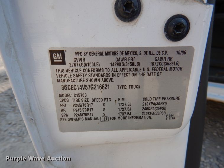 image for item DY9535 2007 Chevrolet Silverado 1500  pickup truck