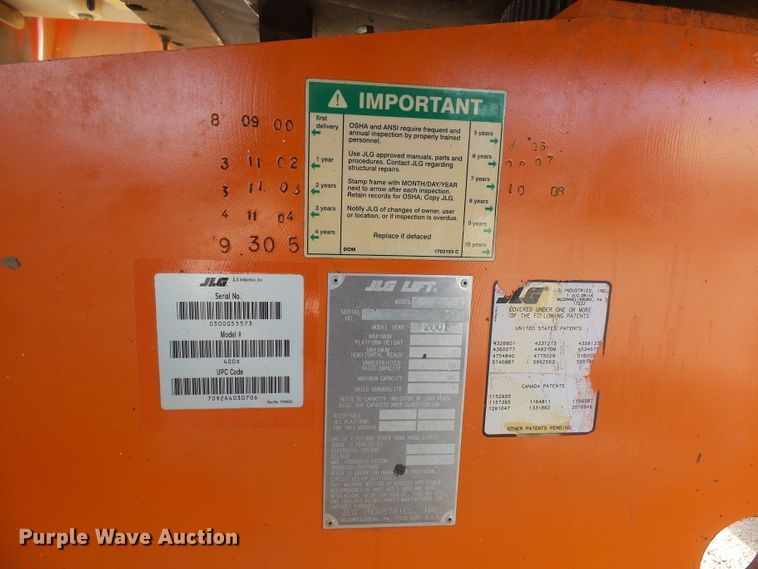 image for item EF9662 2001 JLG 400S  boom lift