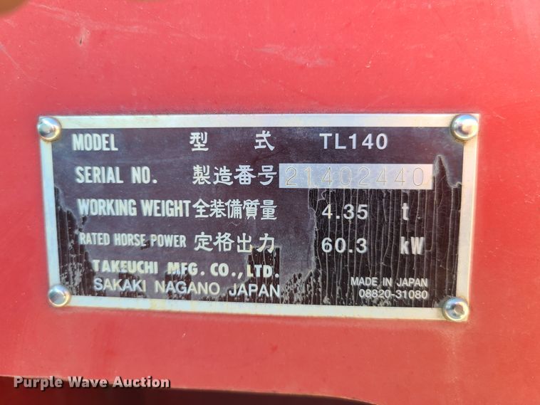 image for item EL9528 2005 Takeuchi TL140  tracked skid steer loader