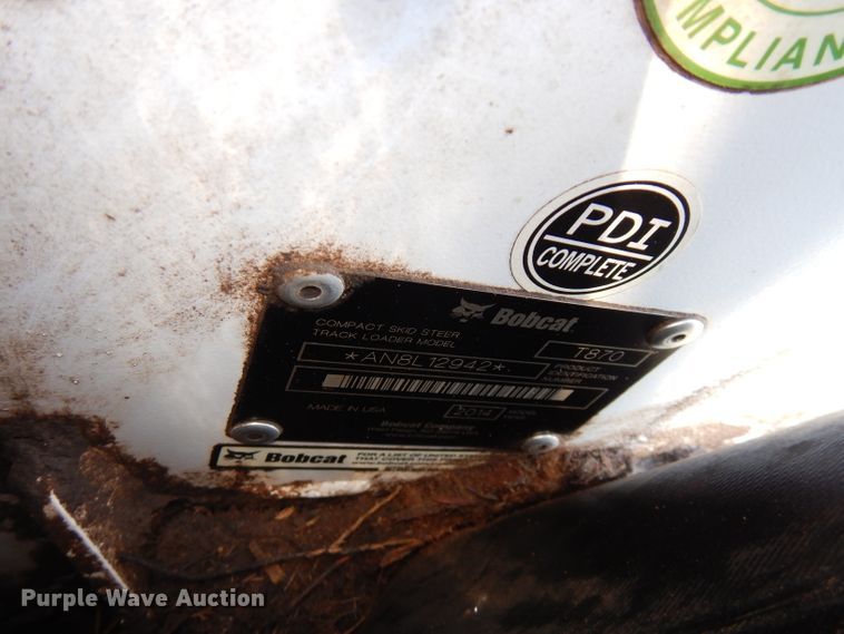 image for item FW9767 2015 Bobcat T870  tracked skid steer loader