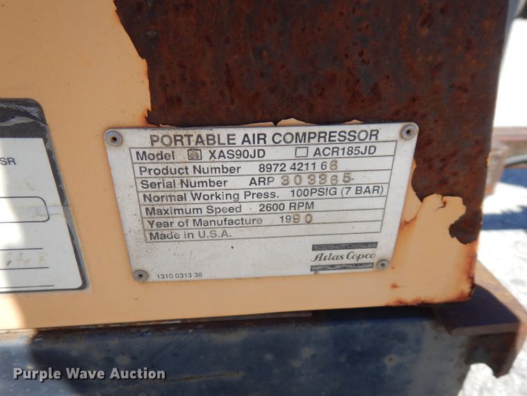 image for item FW9770 Atlas Copco XAS90  air compressor