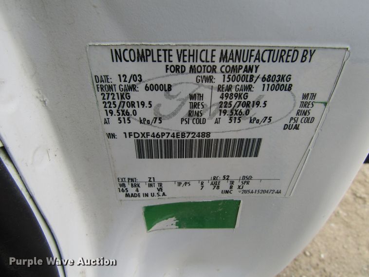 image for item GQ9193 2004 Ford F450 Super Duty  utility truck