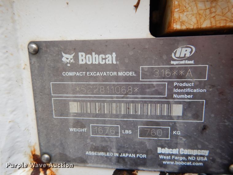 image for item GR9965 2003 Bobcat 316  mini excavator