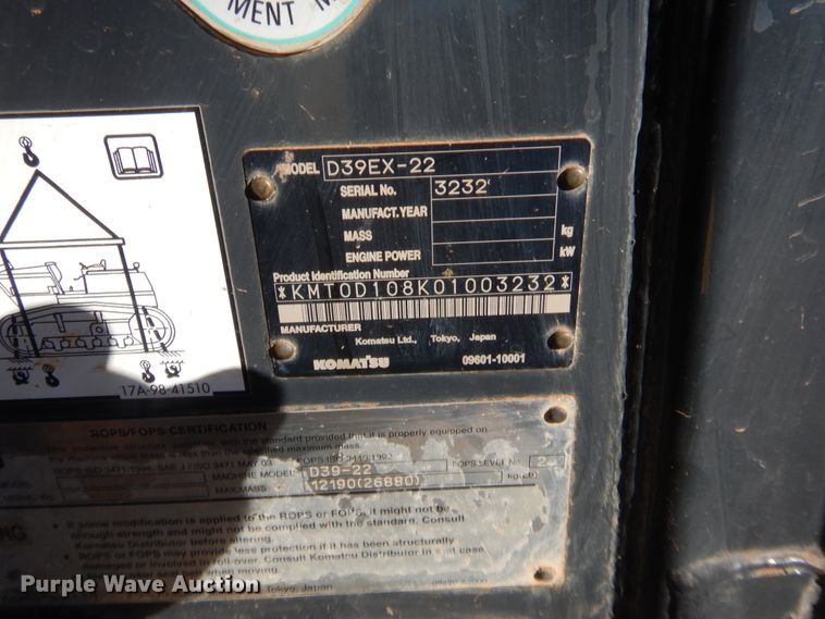 image for item HW9105 2009 Komatsu D39EX-22  dozer