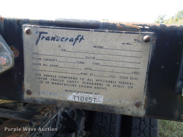 image for item DC2941 1985 Transcraft DTL22-45 drop deck equipment trailer