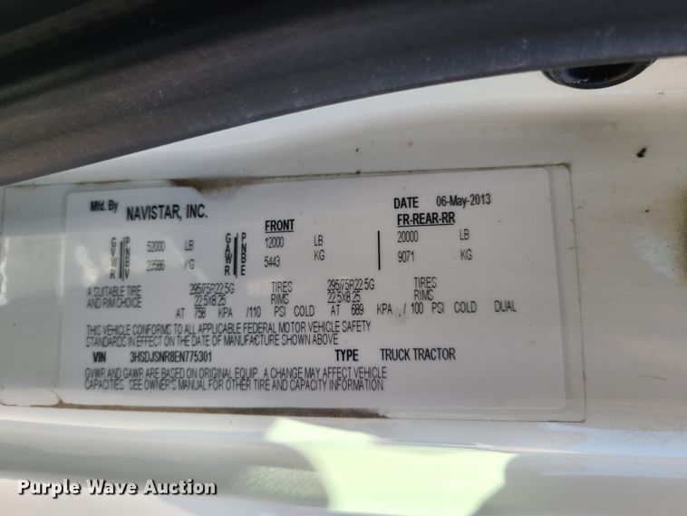 image for item EL9522 2014 International ProStar  semi truck