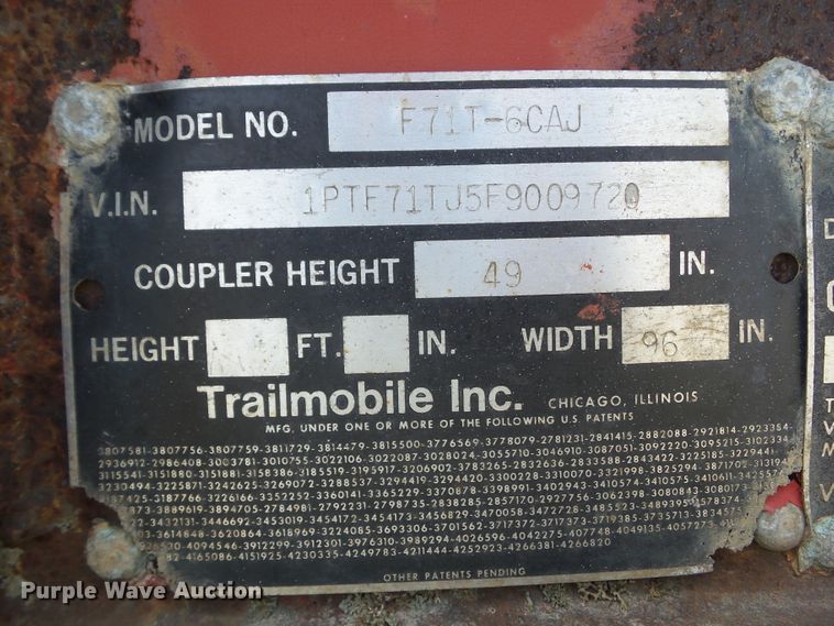 image for item HF9696 1985 Trailmobile F71T-6CAJ flatbed trailer