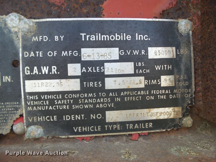 image for item HF9696 1985 Trailmobile F71T-6CAJ flatbed trailer