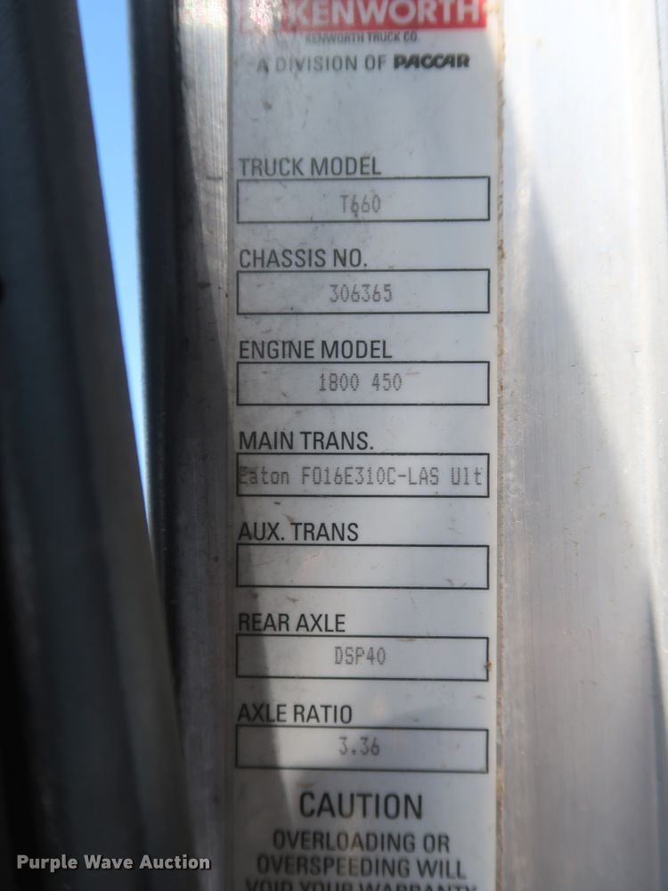 image for item HJ9472 2012 Kenworth T660  semi truck