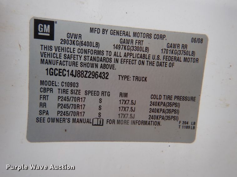 image for item AE9573 2008 Chevrolet Silverado 1500  pickup truck