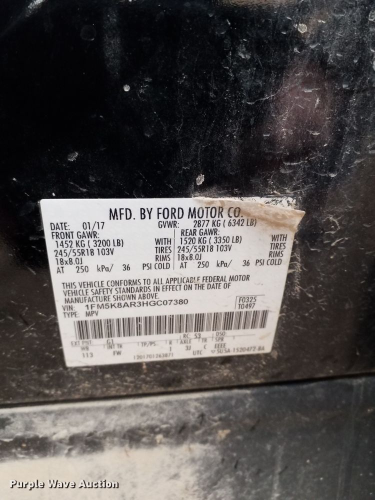 image for item DH3386 2017 Ford Explorer Police  SUV