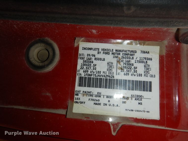 image for item DJ6918 1997 Ford F700  dump truck