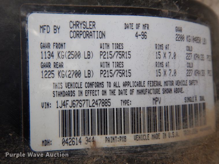 image for item EY9000 1996 Jeep Cherokee Sport  SUV