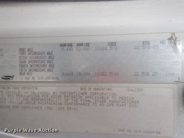 image for item FG9628 2001 Sterling Acterra  dump truck