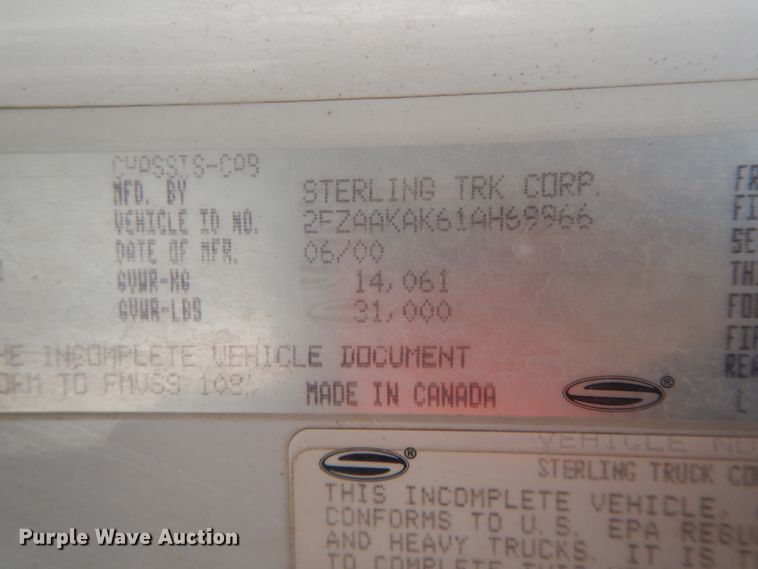 image for item FG9628 2001 Sterling Acterra  dump truck