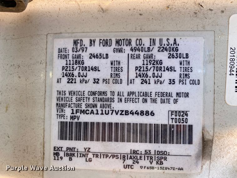 image for item HA9691 1997 Ford Aerostar  van