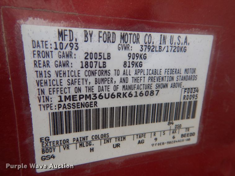 image for item HS9391 1994 Mercury Topaz