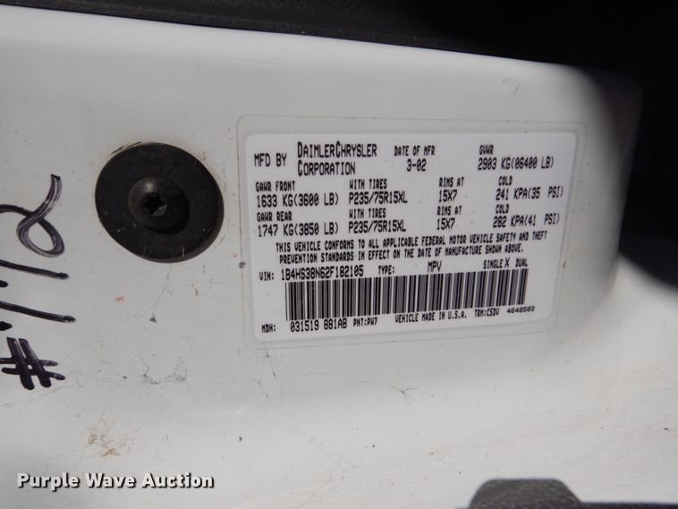 image for item HS9454 2002 Dodge Durango  SUV