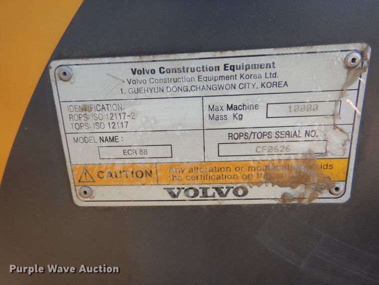 image for item HS9461 2012 Volvo ECR88  mini excavator