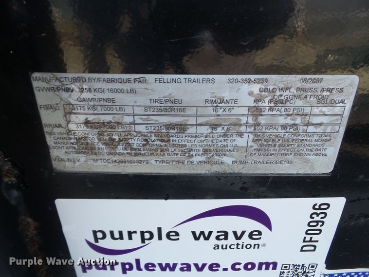 image for item DF0936 2008 Felling FT-14DT dump trailer