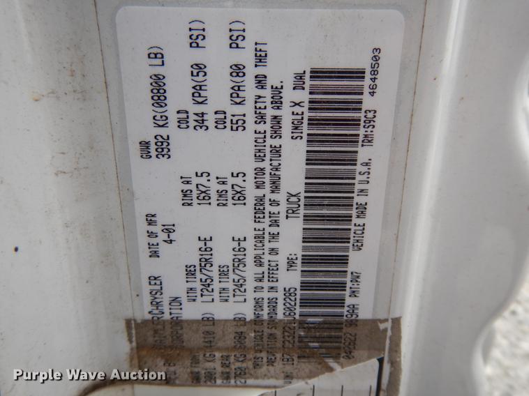 image for item DH3380 2001 Dodge Ram 2500  Quad Cab pickup truck