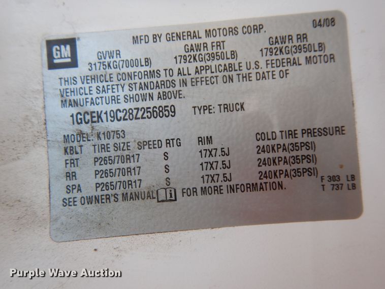 image for item DH6738 2008 Chevrolet Silverado 1500  Ext. Cab pickup truck