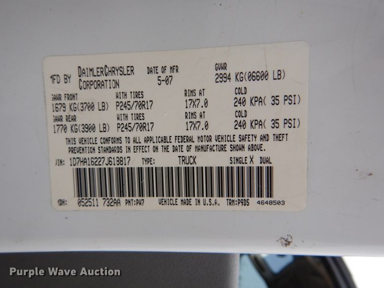 image for item DI0484 2007 Dodge Ram 1500  pickup truck