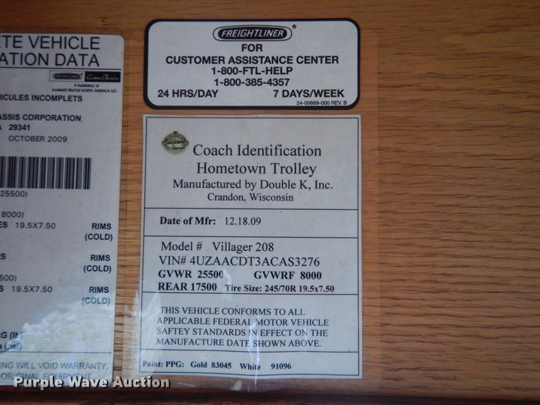 image for item DI1001 2010 Freightliner Villager 208  trolley