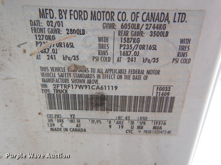 image for item DI1021 2001 Ford F150  pickup truck